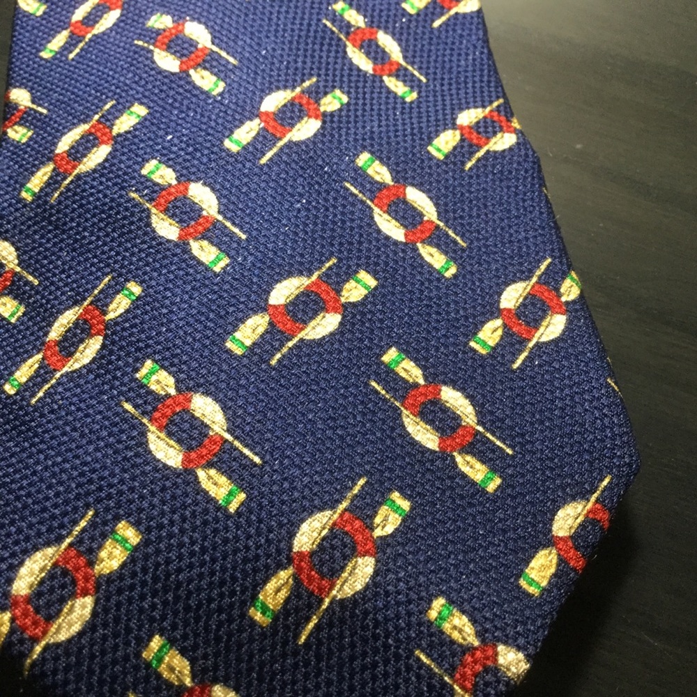 Tommy Hilfiger Silk Tie Nautical Theme Blue